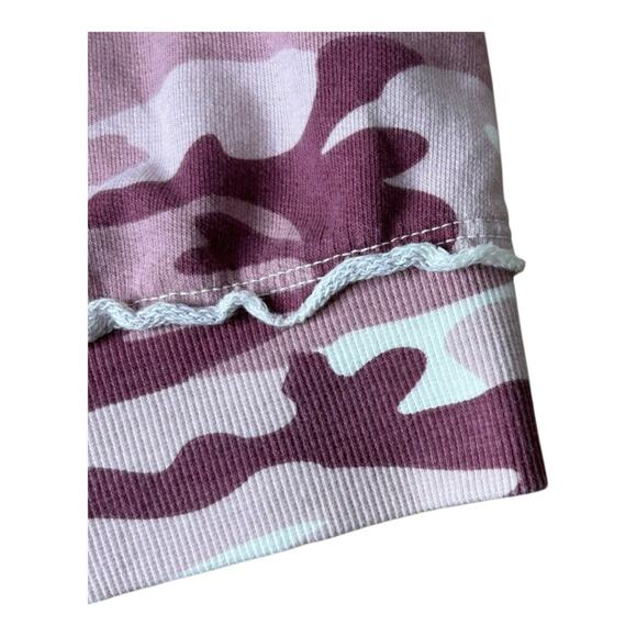 Anthropologie T. La Sleeveless Ruffle Sweatshirt Rose Camo Print XL NWT - Picture 8 of 15